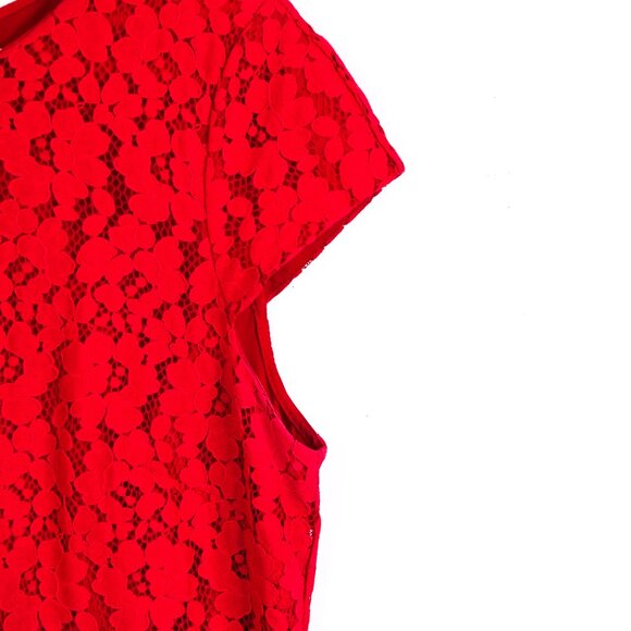 TOMMY HILFIGER Red Lace Cap Sleeve Shift Dress - Size 10 - Picture 5 of 13